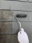 屋根材の高圧洗浄後・下地処理・専用塗料にて塗装